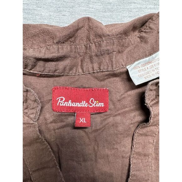 Panhandle Slim Women's Brown/Teal Embroidered Floral‎ Shirt Size XL - Picture 6 of 8